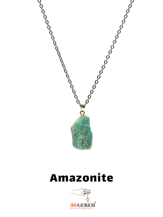 گردنبند سنگی آمازونیت اصل و معدنی طرح راف با زنجیر استیل رایگان زنانه و مردانه