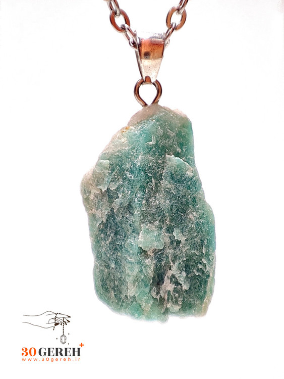 گردنبند سنگی آمازونیت اصل و معدنی طرح راف با زنجیر استیل رایگان زنانه و مردانه