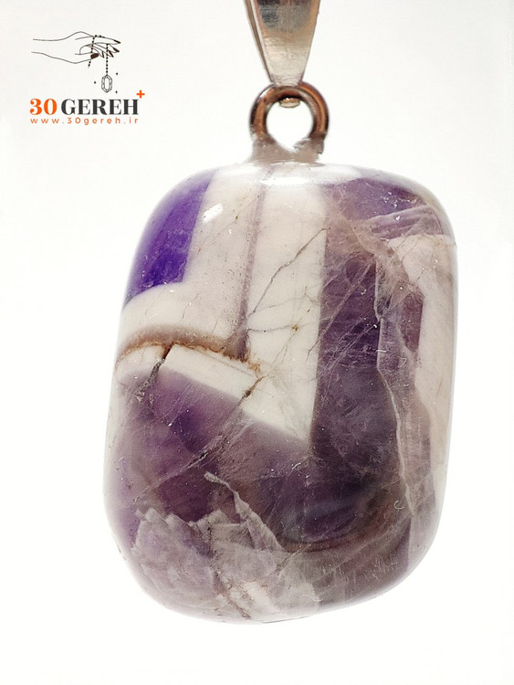 گردنبند سنگی آمیتیست اصل و معدنی تراش تامبل با زنجیر استیل رایگان