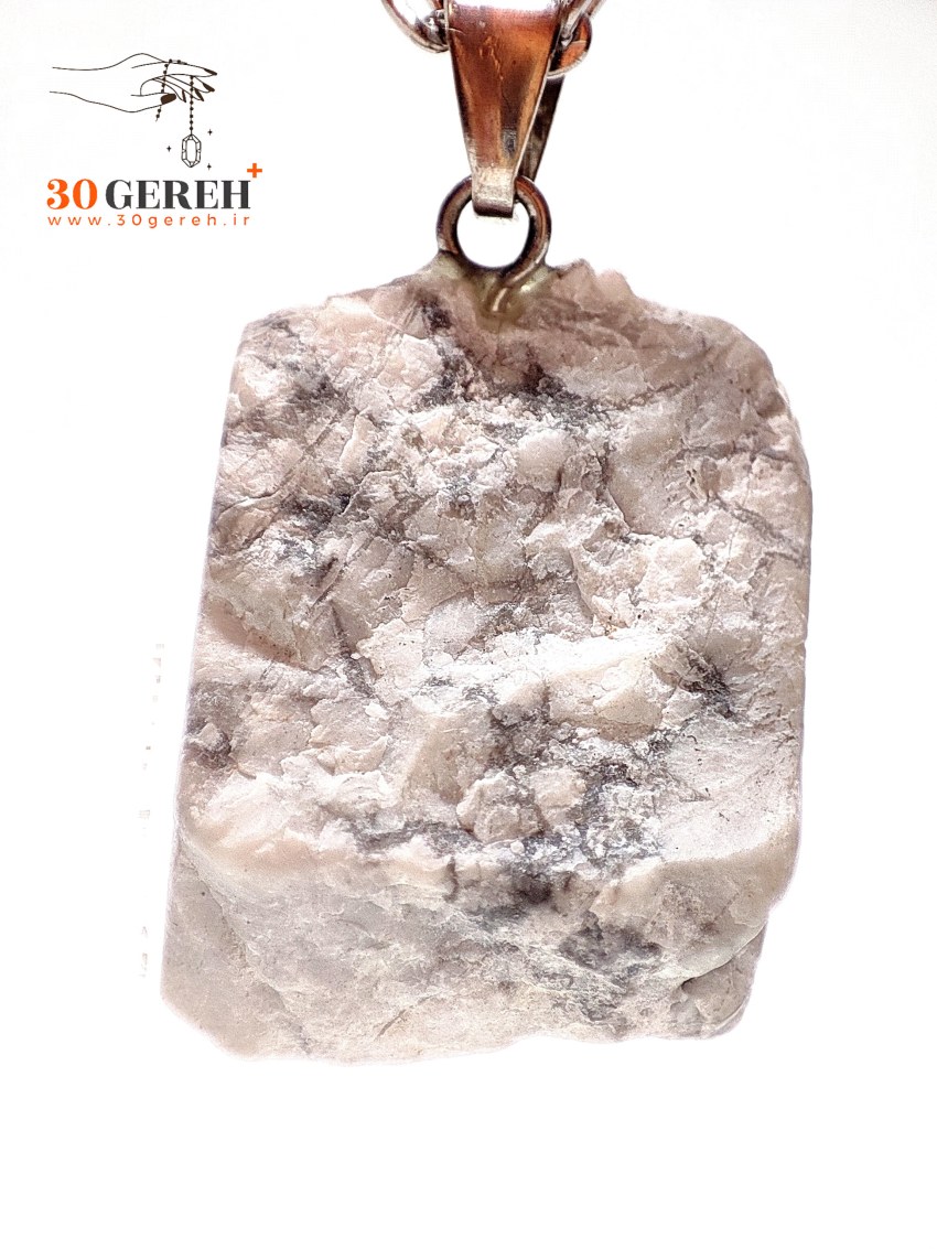 گردنبند سنگی هائولیت اصل و معدنی طرح راف با زنجیر استیل رایگان