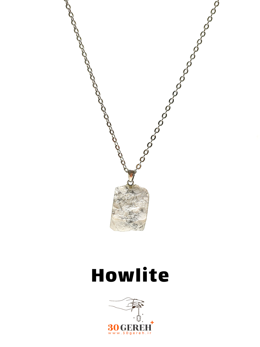 گردنبند سنگی هائولیت اصل و معدنی طرح راف با زنجیر استیل رایگان