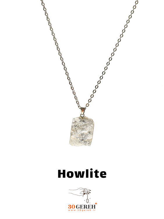 گردنبند سنگی هائولیت اصل و معدنی طرح راف با زنجیر استیل رایگان