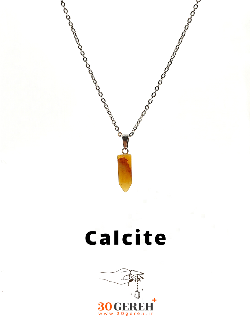 گردنبند سنگی کلسیت تراش مدادی ( قلم ) با زنجیر استیل رایگان