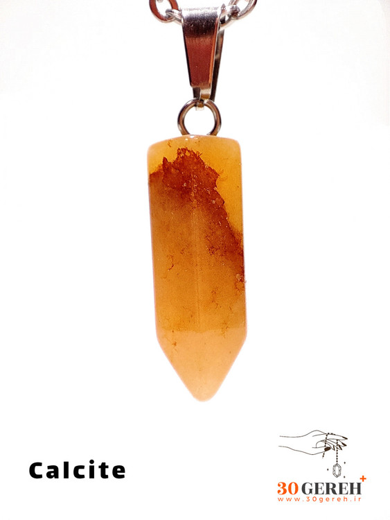 گردنبند سنگی کلسیت تراش مدادی ( قلم ) با زنجیر استیل رایگان