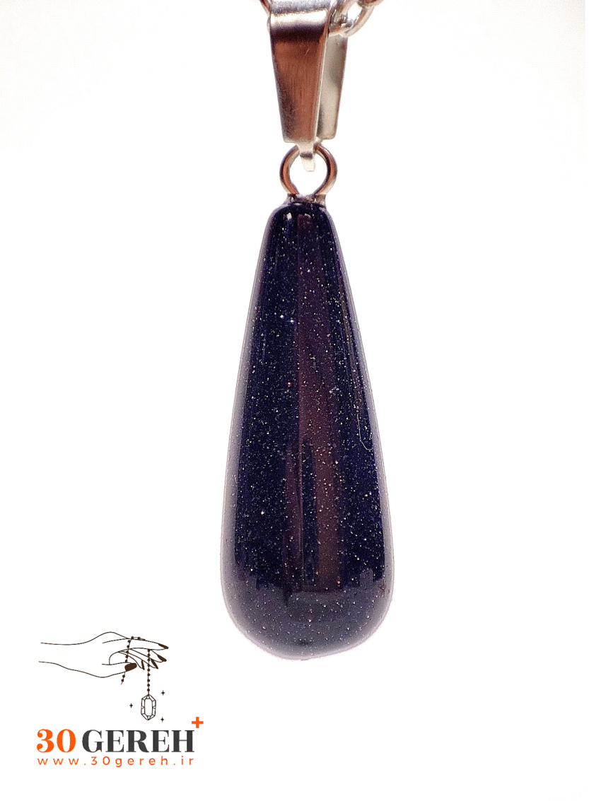 گردنبند سنگی گلدستون ( دلربا ) رنگ سورمه ای تراش چوب بیسبال ( باتومی ) با زنجیر استیل رایگان زنانه و مردانه