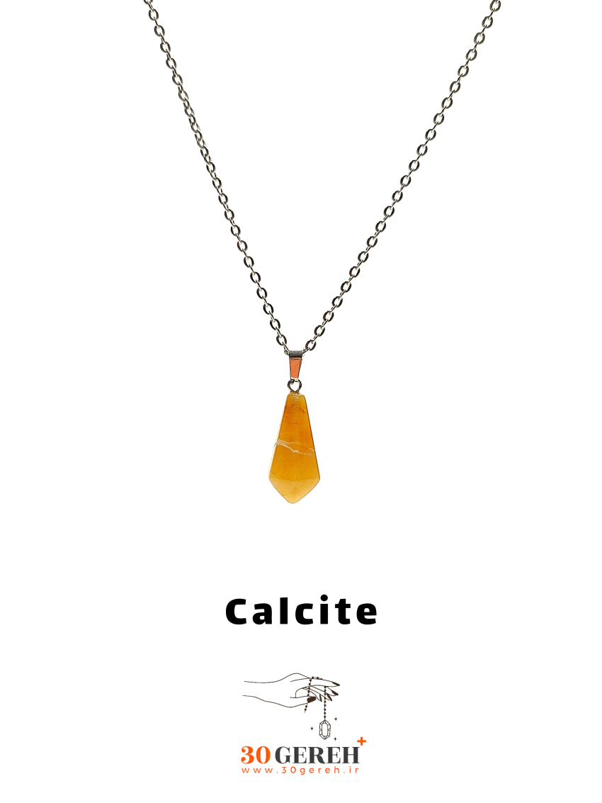 گردنبند سنگ کلسیت اصل تراش کراواتی با زنجیر استیل ضدحساسیت رایگان