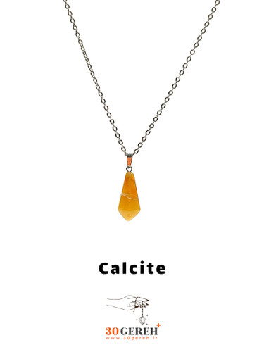 گردنبند سنگ کلسیت اصل تراش کراواتی با زنجیر استیل ضدحساسیت رایگان