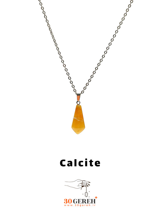 گردنبند سنگ کلسیت اصل تراش کراواتی با زنجیر استیل ضدحساسیت رایگان