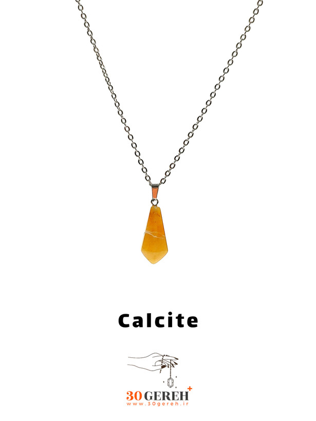گردنبند سنگ کلسیت اصل تراش کراواتی با زنجیر استیل ضدحساسیت رایگان