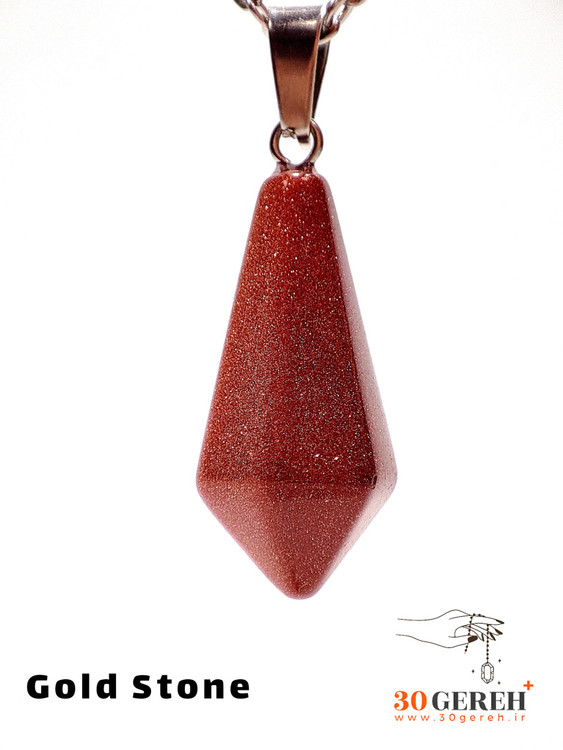 گردنبند سنگ دلربا ( گلدستون ) قهوه ای تراش کراواتی با زنجیر استیل رایگان