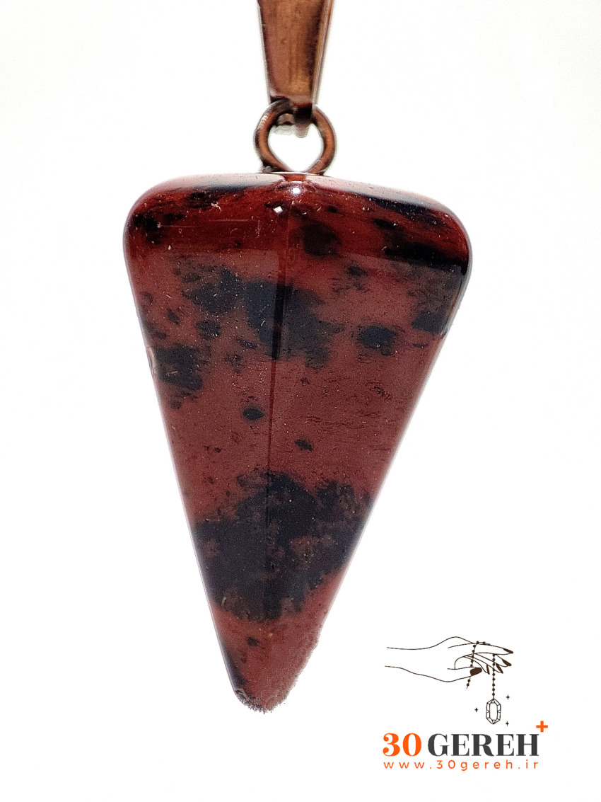 گردنبند سنگ جاسپر قرمز اصل تراش شاقول ( پاندول ) با زنجیر استیل رایگان ضد حساسیت