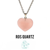 گردنبند سنگی رزکوارتز ( سنگ جذب عشق ) تراش قلب بزرگ و گوشتی با زنجیر استیل ضدحساسیت رایگان زنانه و مردانه