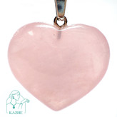 گردنبند سنگی رزکوارتز ( سنگ جذب عشق ) تراش قلب بزرگ و گوشتی با زنجیر استیل ضدحساسیت رایگان زنانه و مردانه