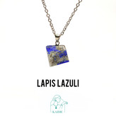گردنبند سنگی لاجورد سنگ سخنوری تراش راف با زنجیر استیل ضدحساسیت رایگان زنانه و مردانه