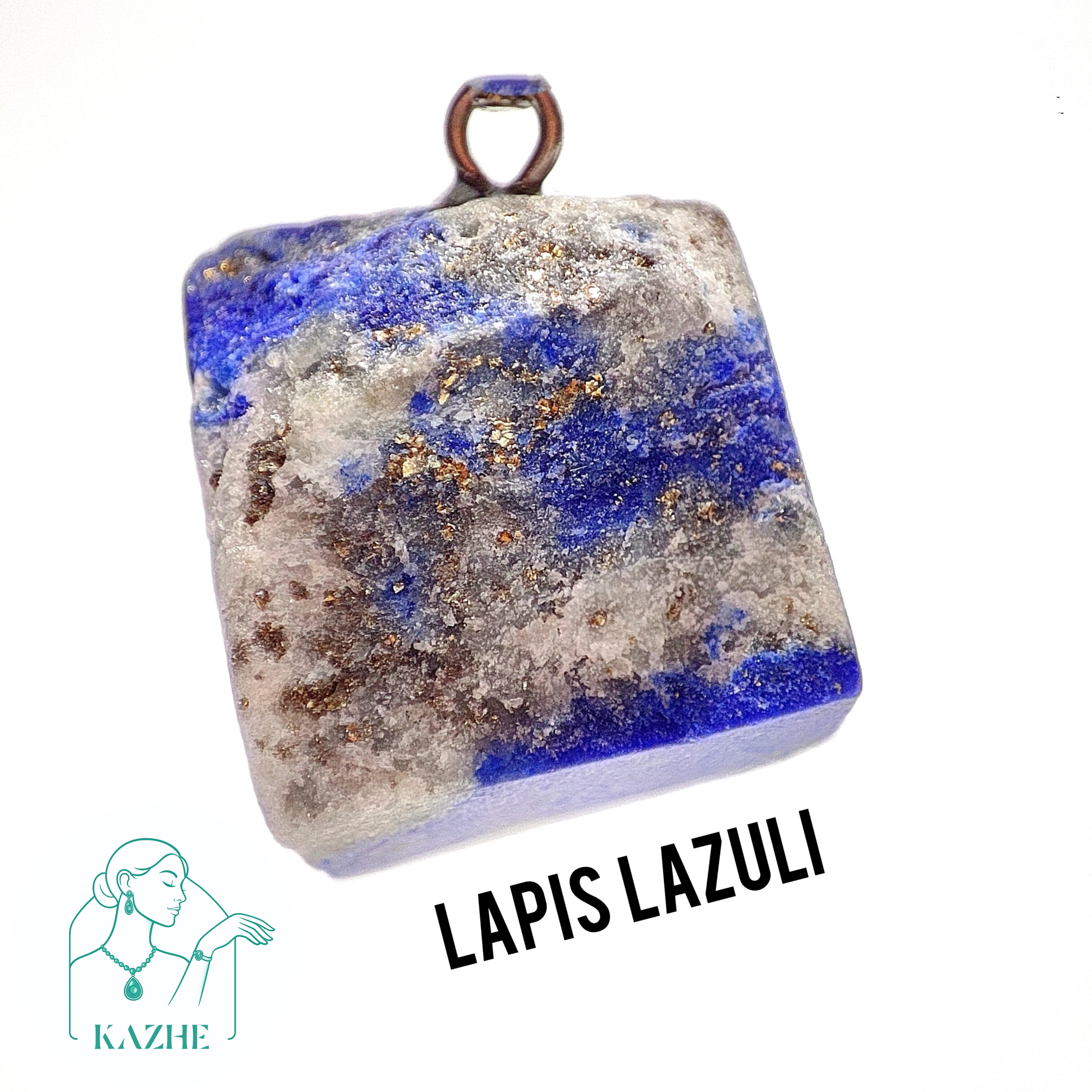 گردنبند سنگی لاجورد سنگ سخنوری تراش راف با زنجیر استیل ضدحساسیت رایگان زنانه و مردانه