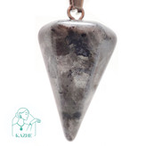 گردنبند سنگی لاروکیت اصل و طبیعی تراش شاقول ( پاندول ) با زنجیر استیل ضدحساسیت رایگان زنانه و مردانه