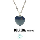 گردنبند سنگی دلربا ( گلدستون ) سورمه ای تراش قلب بزرگ با زنجیر استیل ضدحساسیت