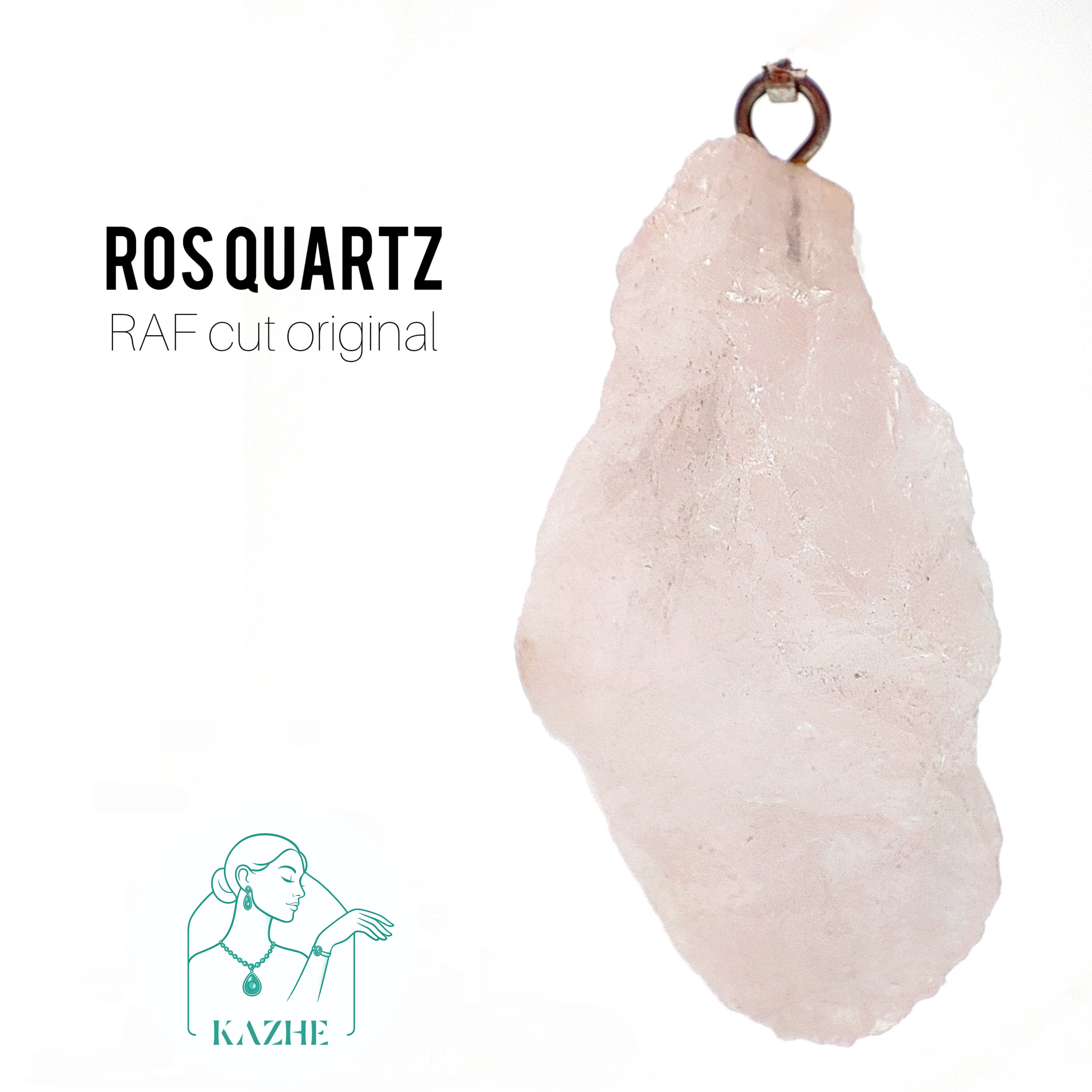 گردنبند سنگی رزکوارتز تراش راف با زنجیر استیل ضدحساسیت رایگان