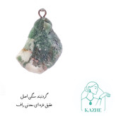 گردنبند سنگی عقیق خزه ای اصل تراش راف با زنجیر استیل ضدحساسیت رایگان