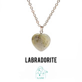 گردنبند سنگ لابرادوریت اصل شاین دار تراش قلب کوچک با زنجیر استیل ضدحساسیت رایگان زنانه و مردانه