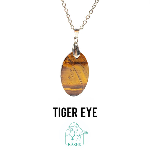 گردنبند سنگی چشم ببر هندوستان اصل و معدنی تراش خاص با زنجیر استیل ضدحساسیت رایگان