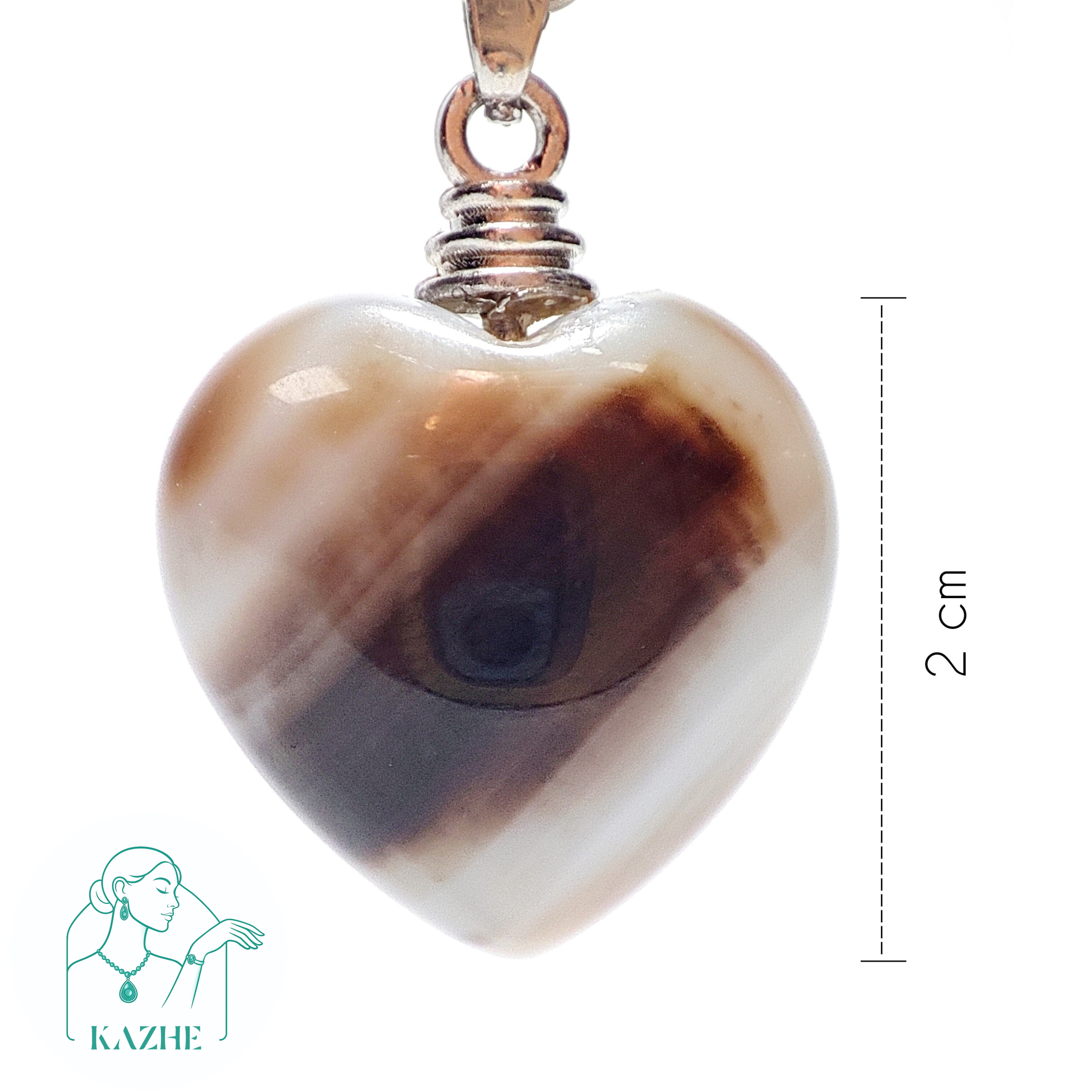 گردنبند سنگی عقیق اصل و معدنی تراش قلب کوچک تو پُر با زنجیر استیل ضدحساسیت رایگان