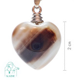 گردنبند سنگی عقیق اصل و معدنی تراش قلب کوچک تو پُر با زنجیر استیل ضدحساسیت رایگان