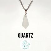 گردنبند سنگی کریستال کوارتز اصل تراش کراواتی با زنجیر استیل ضدحساسیت رایگان