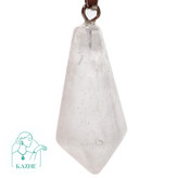 گردنبند سنگی کوارتز اصل تراش کراواتی با زنجیر استیل ضدحساسیت رایگان