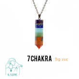 گردنبند سنگی هفت چاکرا اصل تراش منشوری بزرگ با زنجیر استیل ضدحساسیت زنانه و مردانه