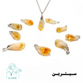 گردنبند سنگی سیترین اصل تراش تامبل سایز بزرگ با زنجیر استیل ضدحساسیت رایگان