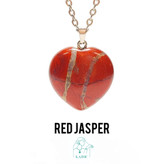 گردنبند سنگی جاسپر قرمز اصل و معدنی تراش قلب بزرگ گوشتی با زنجیر استیل ضدحساسیت رایگان
