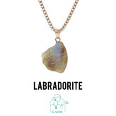 گردنبند سنگی لابرادوریت شاین دار اصل و معدنی تراش راف با زنجیر استیل ضدحساسیت رایگان