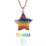 گردنبند سنگی هفت چاکرا اصل و معدنی تراش ستاره بزرگ با زنجیر استیل ضدحساسیت رایگان