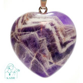 گردنبند سنگی آمیتیست اصل تراش قلب بزرگ گوشتی با زنجیر استیل ضدحساسیت رایگان