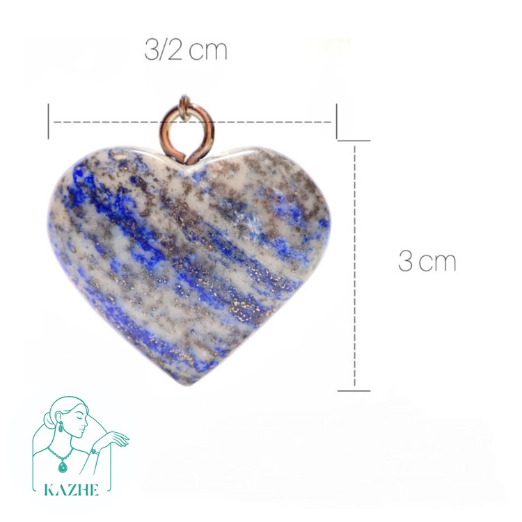 گردنبند سنگی لاجورد اصل افغان تراش قلب بزرگ با زنجیر استیل ضدحساسیت رایگان زنانه و مردانه