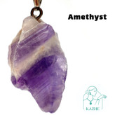 گردنبند سنگی آمیتیست اصل و معدنی برزیل تراش راف با زنجیر استیل ضدحساسیت رایگان