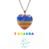 گردنبند سنگی هفت چاکرا اصل و معدنی تراش قلب بزرگ با زنجیر استیل ضدحساسیت رایگان