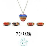گردنبند سنگی هفت چاکرا اصل و معدنی تراش قلب بزرگ با زنجیر استیل ضدحساسیت رایگان