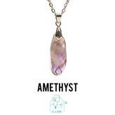 گردنبند سنگی آمیتیست اصل و معدنی تراش راف براق با زنجیر استیل ضدحساسیت رایگان