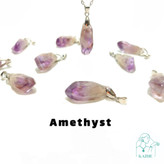 گردنبند سنگی آمیتیست اصل و معدنی تراش راف براق با زنجیر استیل ضدحساسیت رایگان