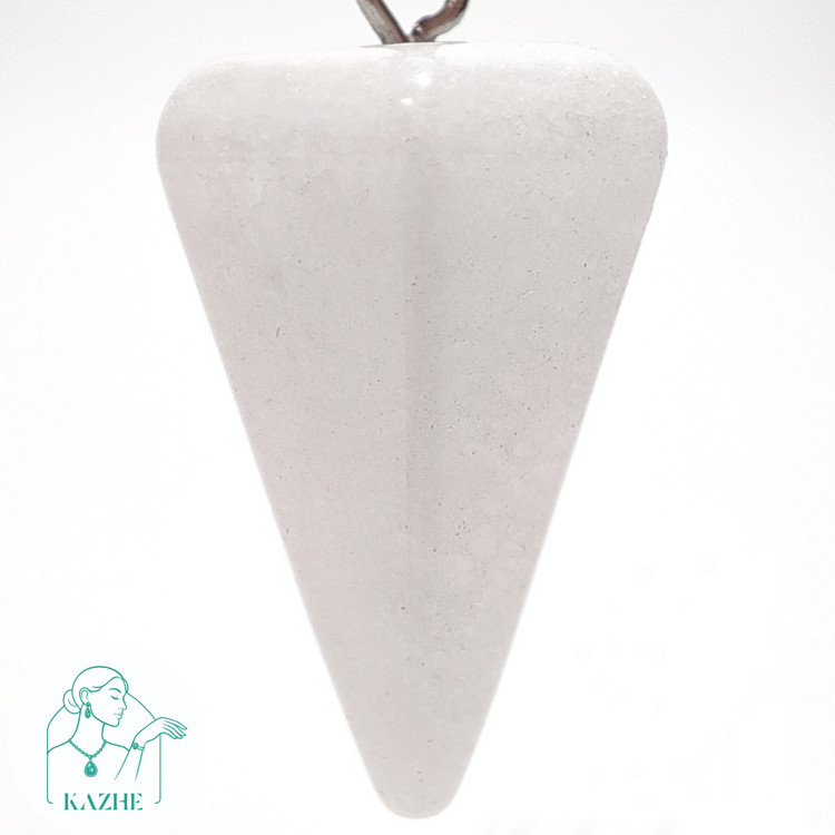 گردنبند سنگی کریستال کوارتز اصل و معدنی تراش شاقول پاندول با زنجیر استیل رایگان ضدحساسیت زنانه و مردانه