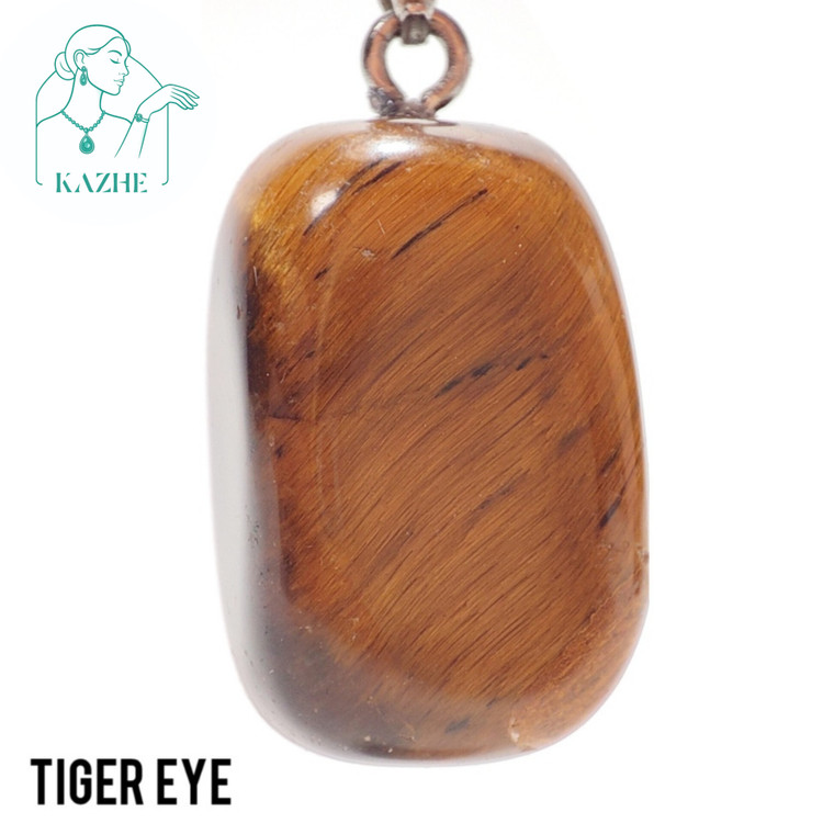 گردنبند سنگی چشم ببر اصل هندوستان تراش تامبل با زنجیر استیل رایگان زنانه و مردانه