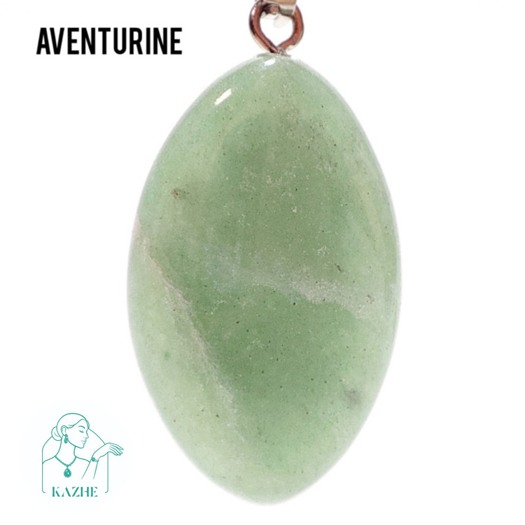 گردنبند سنگی اونتورین اصل و معدنی تراش بیضی با زنجیر استیل رایگان ضدحساسیت زنانه و مردانه