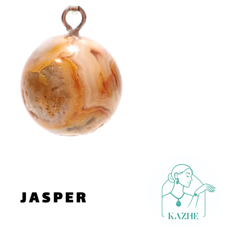 گردنبند سنگی جاسپر زنبوری تراش گوی با زنجیر استیل رایگان ضدحساسیت زنانه و مردانه